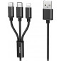 Câble 3 en 1 Lightning - Type-C - Micro USB 1m Noir